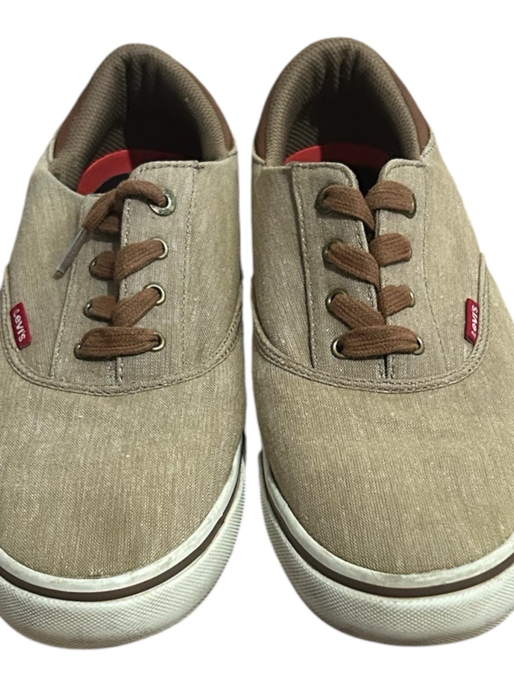 Levi's Men's Low-Top Canvas Sneakers in Tan with Brown Accents